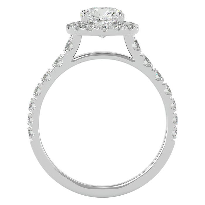 2 Carat Cushion Cut Halo Lab Grown Diamond Engagement Ring In 14 Karat White Gold