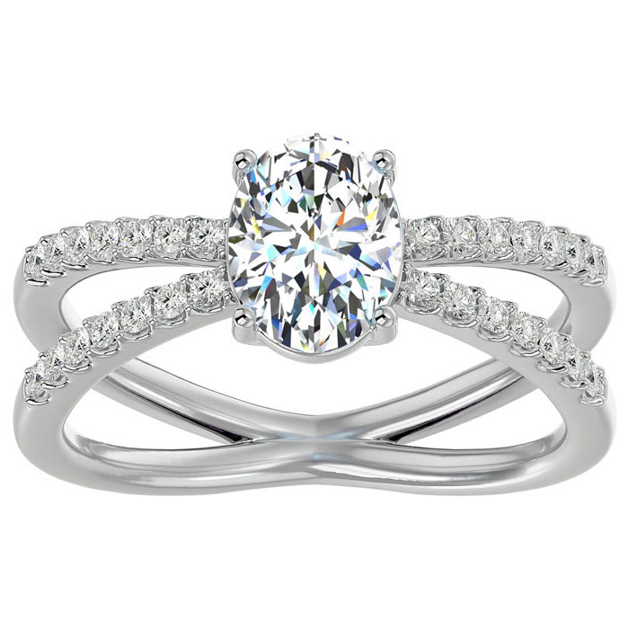1 1/4 Carat Oval Shape Lab Grown Diamond Ring In 14 Karat White Gold