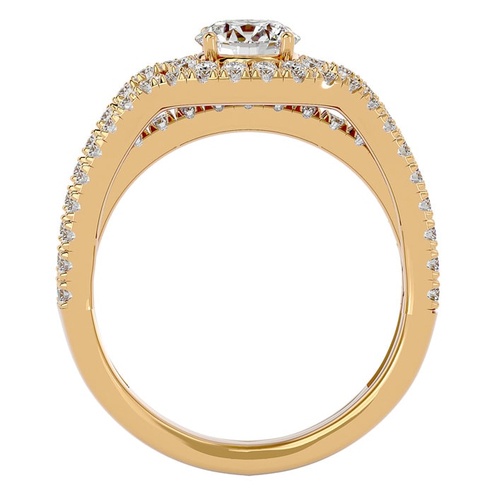 2 Carat Halo Lab Grown Diamond Engagement Ring in 14 Karat Yellow Gold