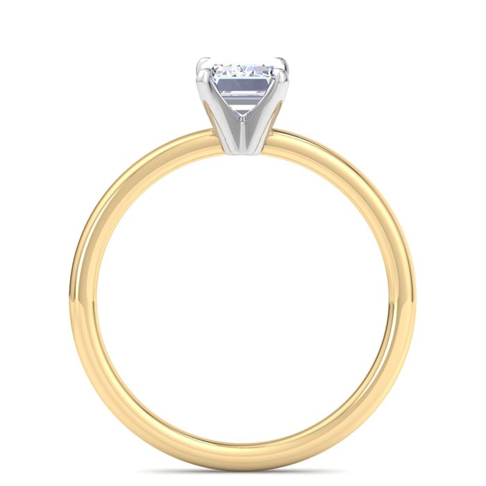 1 Carat Emerald Cut Lab Grown Diamond Ring In 14K Yellow Gold, Solitaire