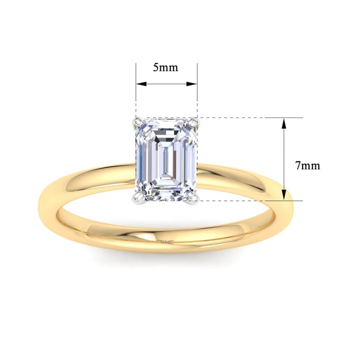 1 Carat Emerald Cut Lab Grown Diamond Ring In 14K Yellow Gold, Solitaire