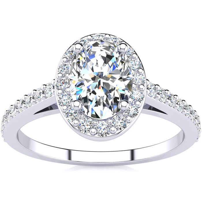 Halo Engagement Rings 1 Carat Oval Shape Halo Lab Grown Diamond