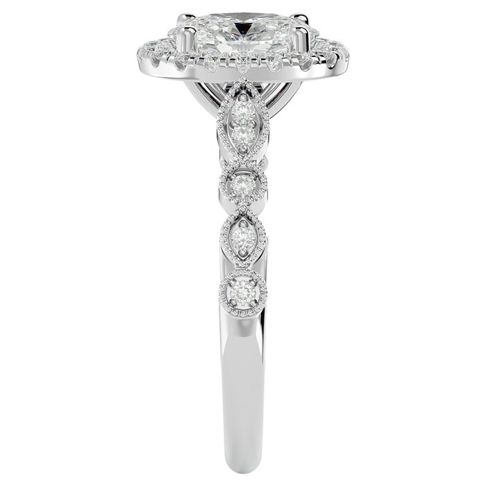 1 3/4 Carat Oval Shape Lab Grown Diamond Engagement Ring In 14 Karat White Gold