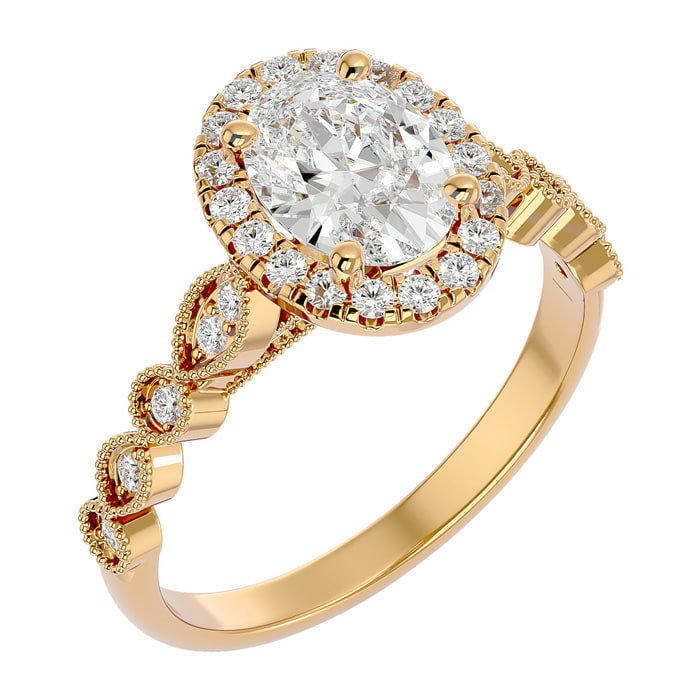 1 3/4 Carat Oval Shape Lab Grown Diamond Engagement Ring In 14 Karat Yellow Gold