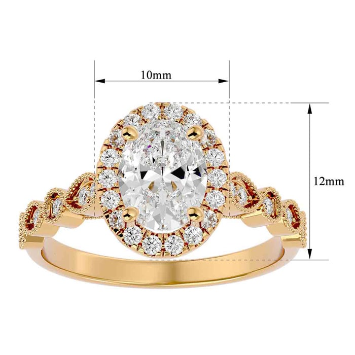 1 3/4 Carat Oval Shape Lab Grown Diamond Engagement Ring In 14 Karat Yellow Gold