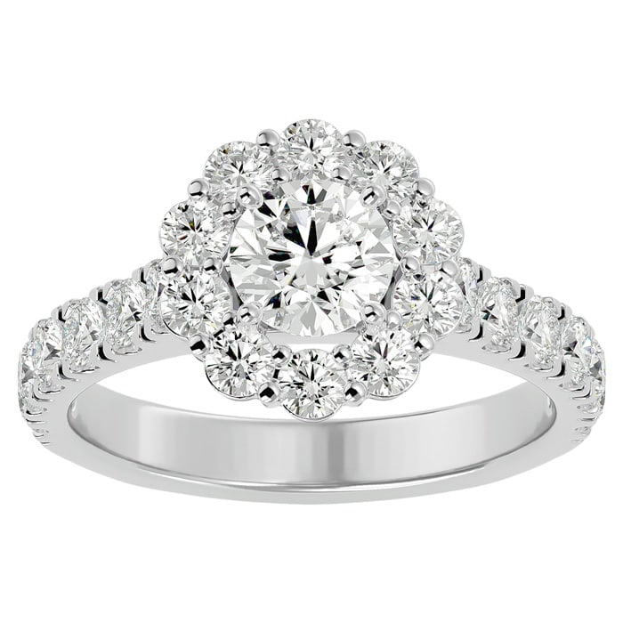 2 Carat Halo Lab Grown Diamond Engagement Ring In 14 Karat White Gold