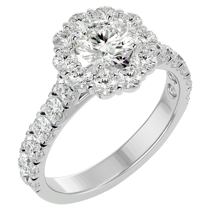 2 Carat Halo Lab Grown Diamond Engagement Ring In 14 Karat White Gold