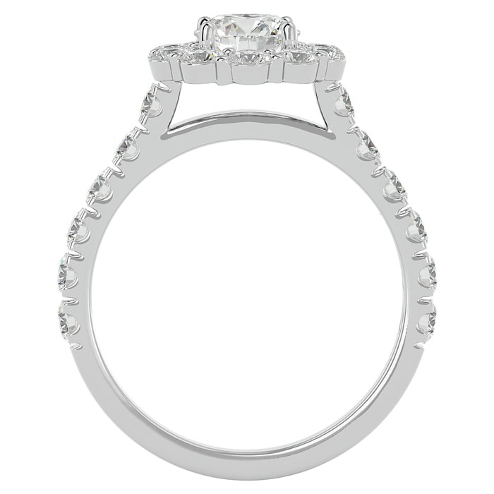 2 Carat Halo Lab Grown Diamond Engagement Ring In 14 Karat White Gold
