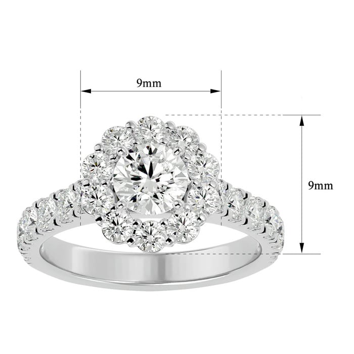 2 Carat Halo Lab Grown Diamond Engagement Ring In 14 Karat White Gold