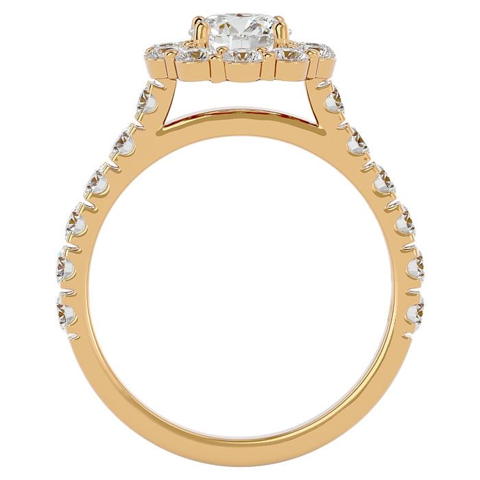 2 Carat Halo Lab Grown Diamond Engagement Ring In 14 Karat Yellow Gold