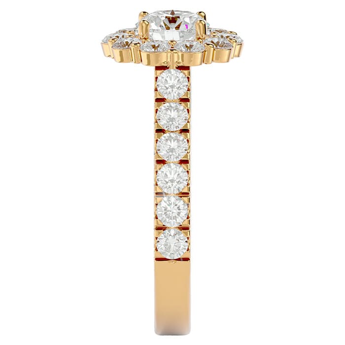 2 Carat Halo Lab Grown Diamond Engagement Ring In 14 Karat Yellow Gold