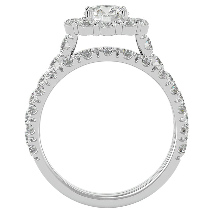 3 Carat Halo Lab Grown Diamond Bridal Set In 14 Karat White Gold