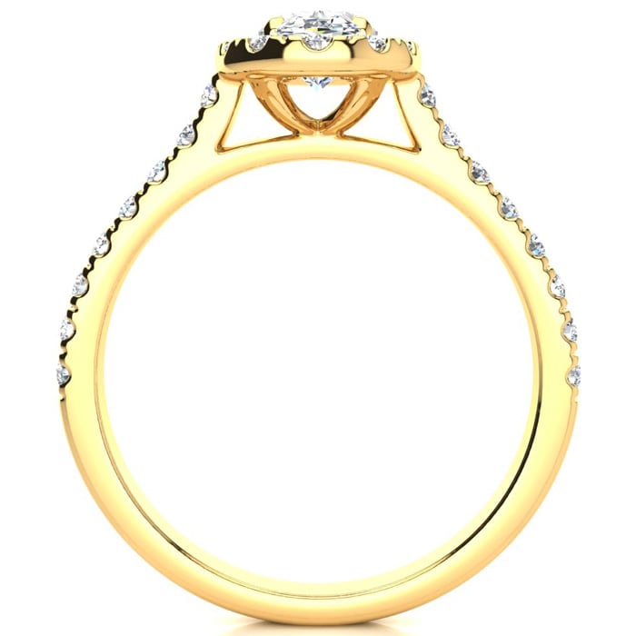 1 1/2 Carat Oval Shape Halo Lab Grown Diamond Engagement Ring in 14k Yellow Gold