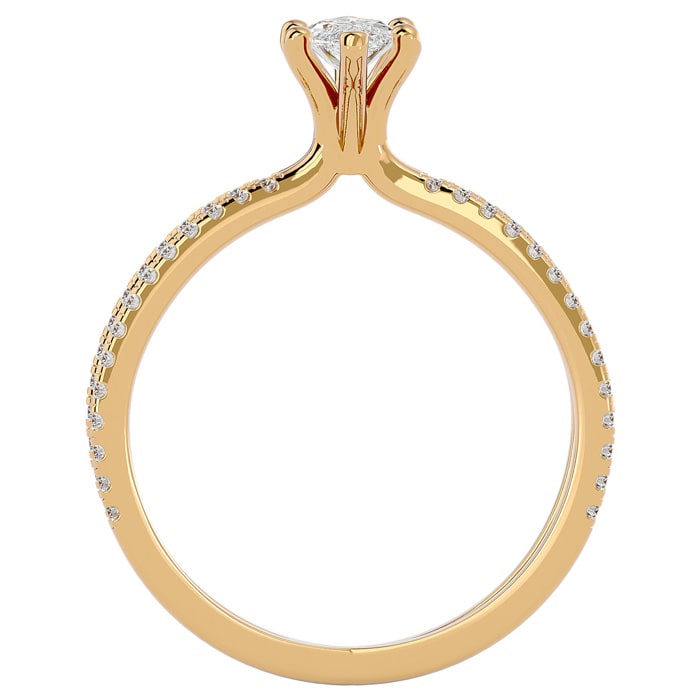 3/4 Carat Marquise Shape Lab Grown Diamond Engagement Ring In 14 Karat Yellow Gold