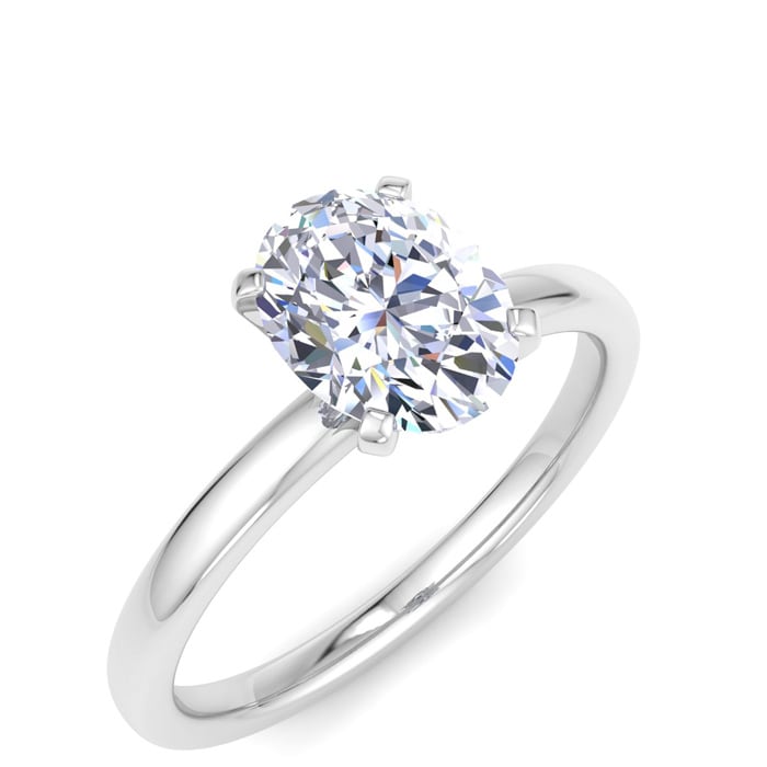 1 Carat Oval Shape Lab Grown Diamond Ring In 14K White Gold, Solitaire