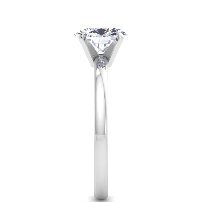 1 Carat Oval Shape Lab Grown Diamond Ring In 14K White Gold, Solitaire