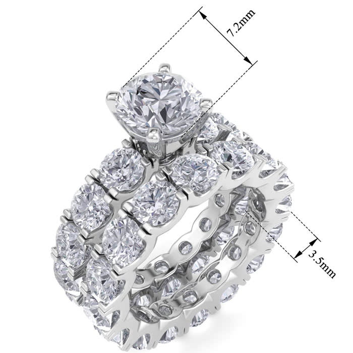 14 Karat White Gold 9 Carat Lab Grown Diamond Eternity Engagement Ring With Matching Band, Ring Size 6