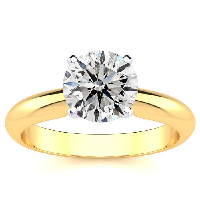 1 1/4 Carat Diamond Solitaire Engagement Ring In 14K Yellow Gold. Bright And Fiery Diamond Deal!