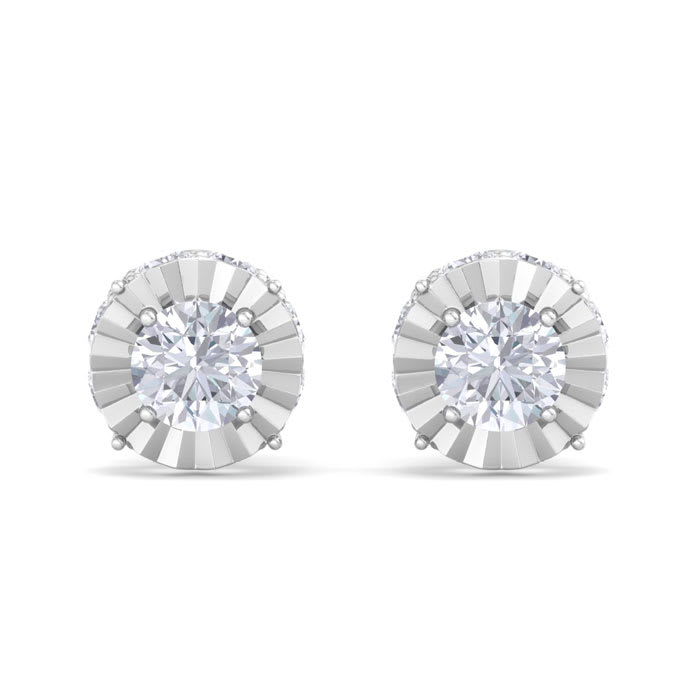 2 Carat Diamond Miracle Stud Earrings In 14 Karat White Gold. Brand New And Super-Hot!