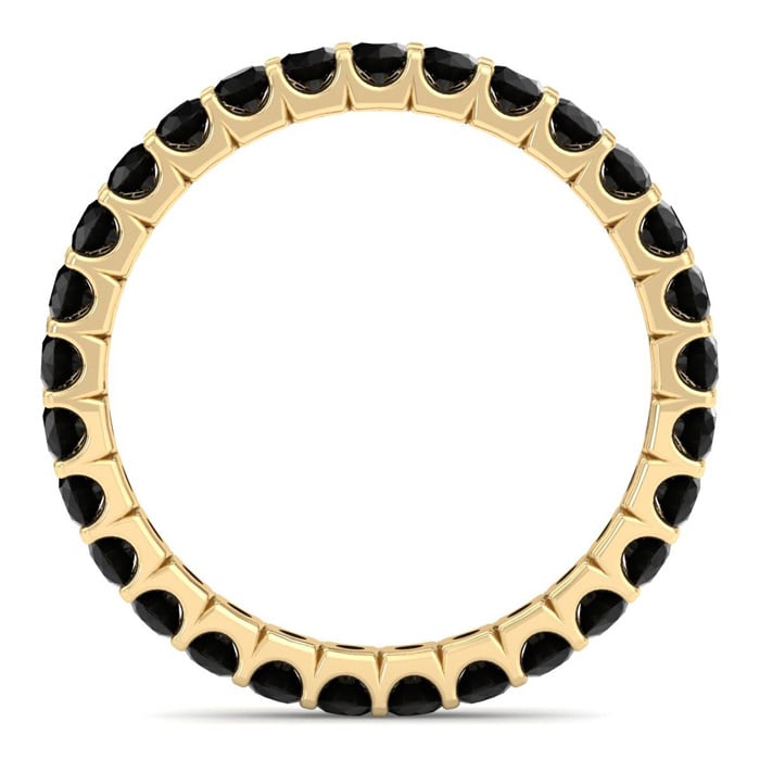 1 Carat Round Black Diamond Eternity Ring In 14 Karat Yellow Gold, Ring Size 8