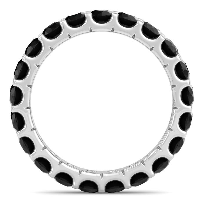 2 Carat Round Black Diamond Eternity Ring In 14 Karat White Gold, Ring Size 7.5