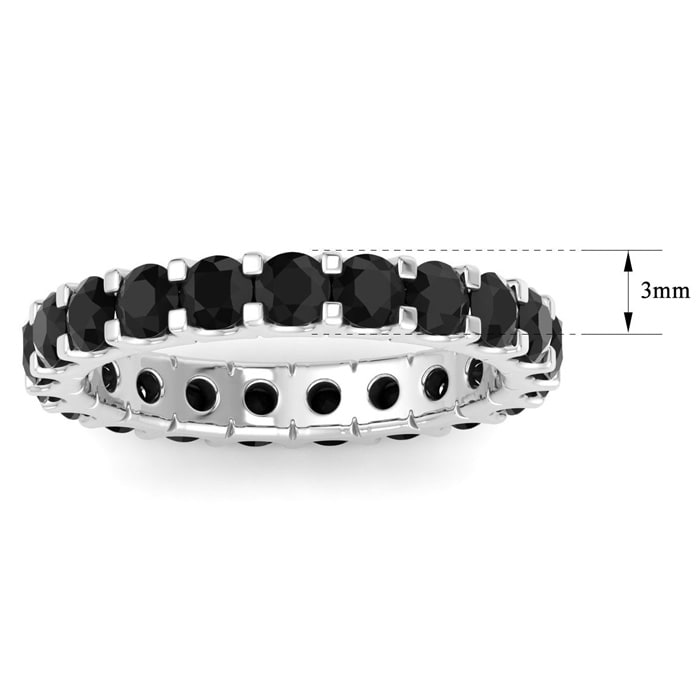 2 Carat Round Black Diamond Eternity Ring In Platinum, Ring Size 6