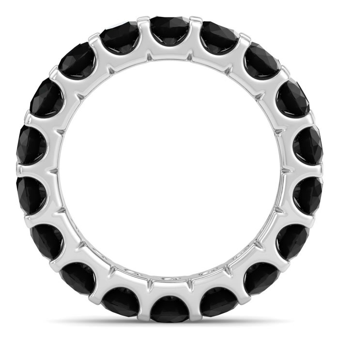 3 Carat Round Black Diamond Eternity Ring In Platinum, Ring Size 9.5