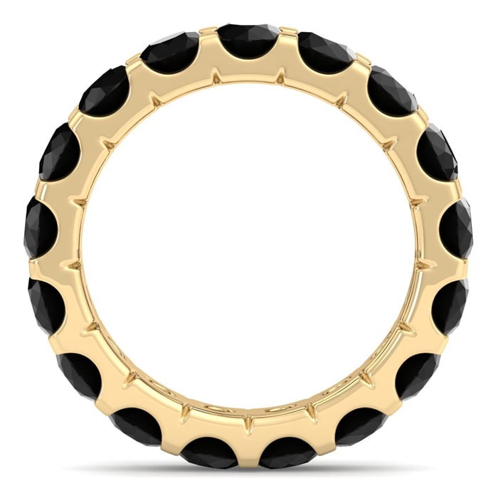 4 Carat Round Black Diamond Eternity Ring In 14 Karat Yellow Gold, Ring Size 9.5