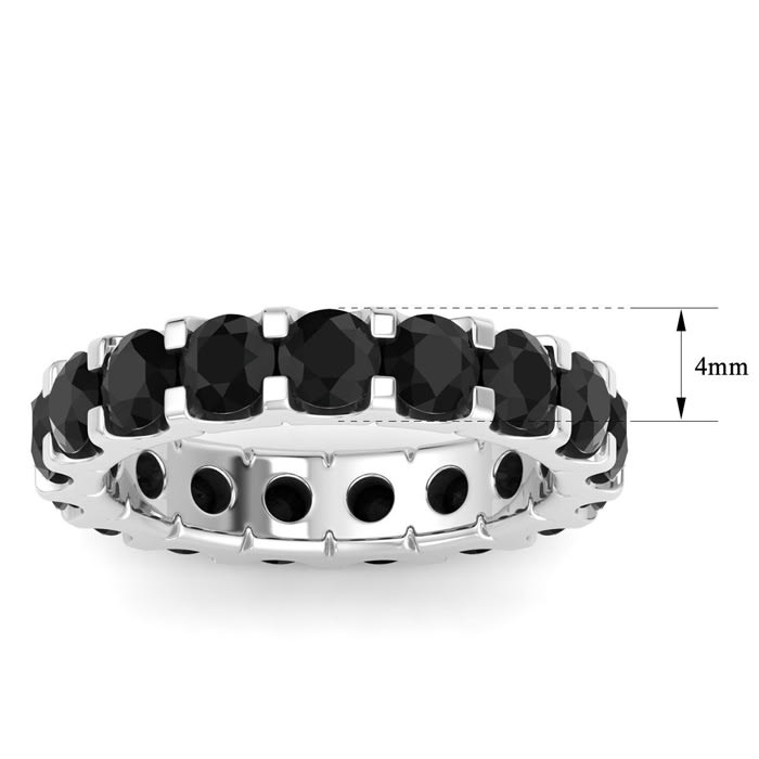 4 Carat Round Black Diamond Eternity Ring In Platinum, Ring Size 6