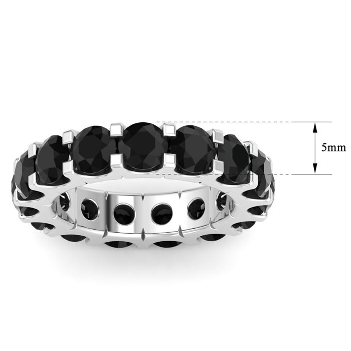 5 Carat Round Black Diamond Eternity Ring In Platinum, Ring Size 4.5