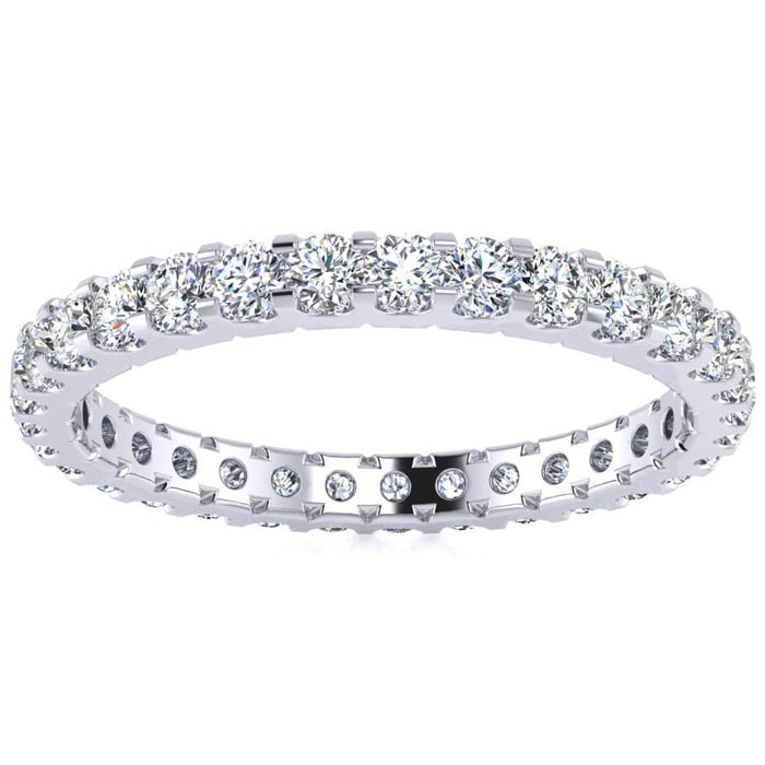 1 Carat Round Lab Grown Diamond Eternity Ring In 14 Karat White Gold, Ring Size 6.5