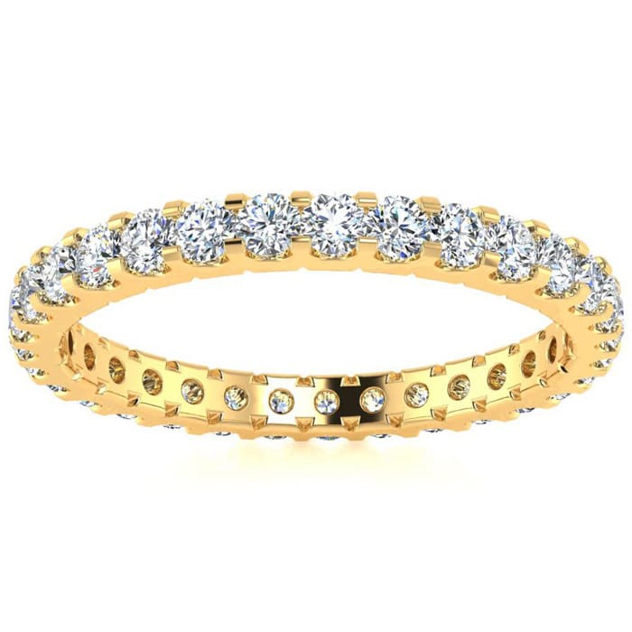 1 Carat Round Lab Grown Diamond Eternity Ring In 14 Karat Yellow Gold, Ring Size 7