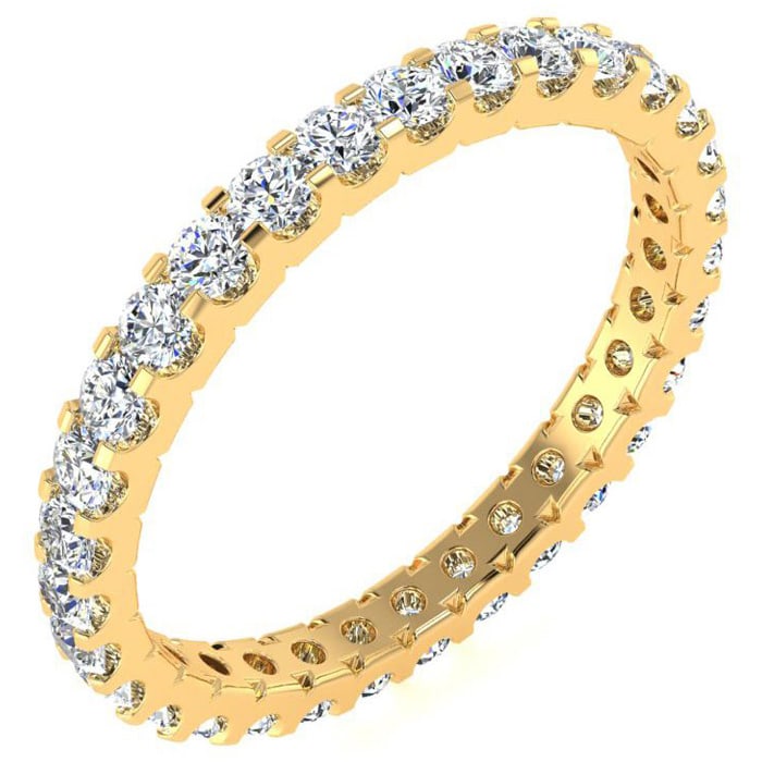 1 Carat Round Lab Grown Diamond Eternity Ring In 14 Karat Yellow Gold, Ring Size 8.5