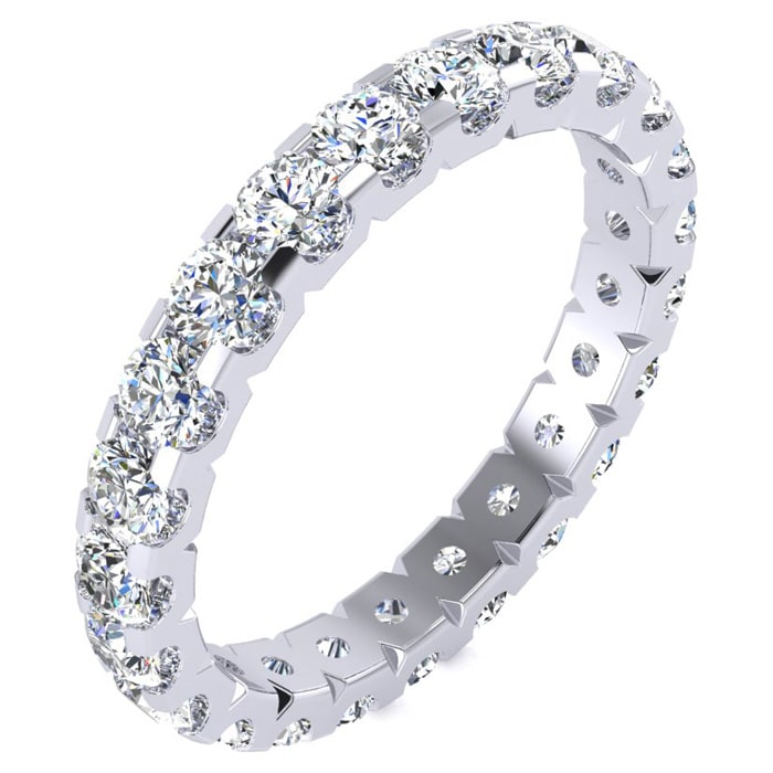 2 Carat Round Lab Grown Diamond Eternity Ring In Platinum, Ring Size 6
