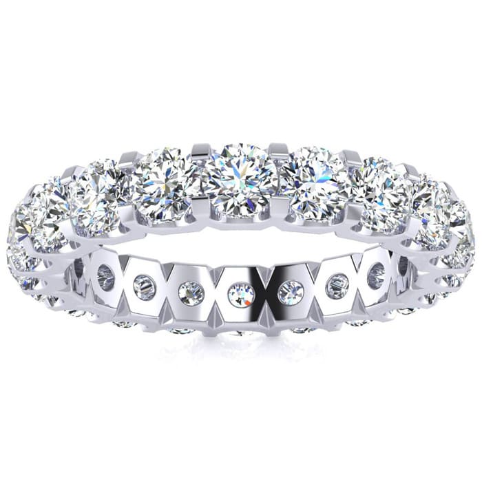3 Carat Round Lab Grown Diamond Eternity Ring In 14 Karat White Gold, Ring Size 8.5