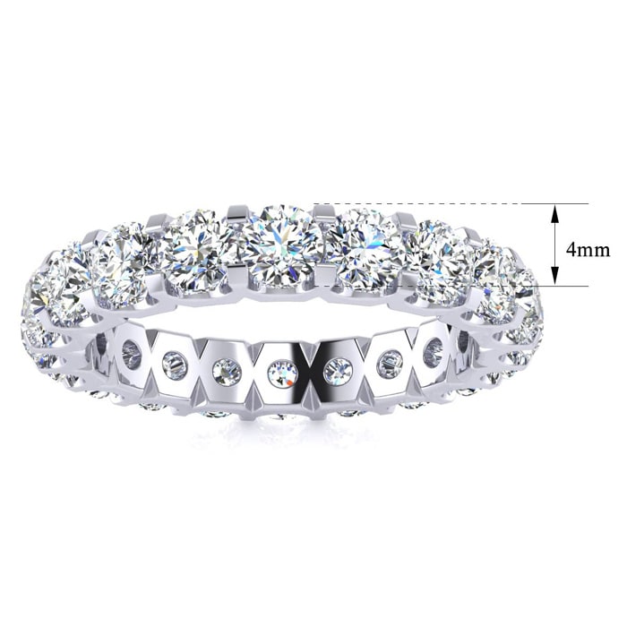 3 Carat Round Lab Grown Diamond Eternity Ring In 14 Karat White Gold, Ring Size 8.5