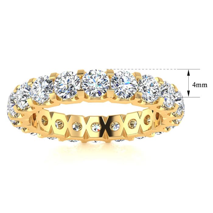 3 Carat Round Lab Grown Diamond Eternity Ring In 14 Karat Yellow Gold, Ring Size 9