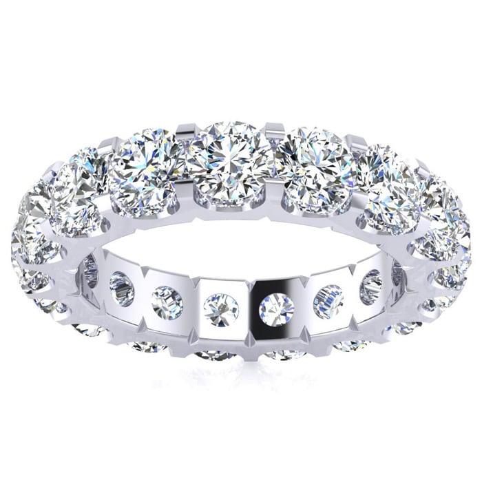 4 Carat Round Lab Grown Diamond Eternity Ring In 14 Karat White Gold, Ring Size 5