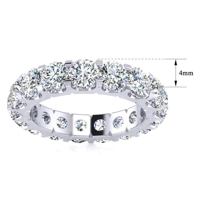 4 Carat Round Lab Grown Diamond Eternity Ring In 14 Karat White Gold, Ring Size 5.5