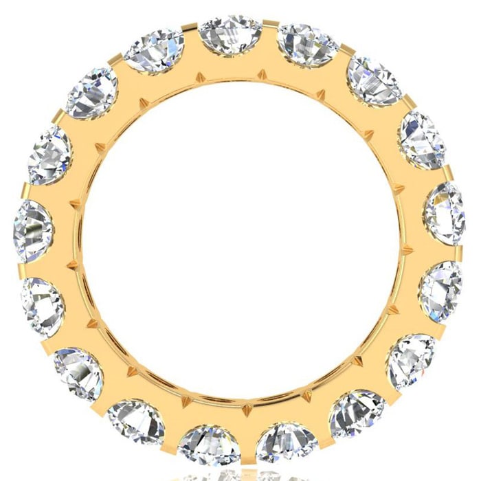 4 Carat Round Lab Grown Diamond Eternity Ring In 14 Karat Yellow Gold, Ring Size 6