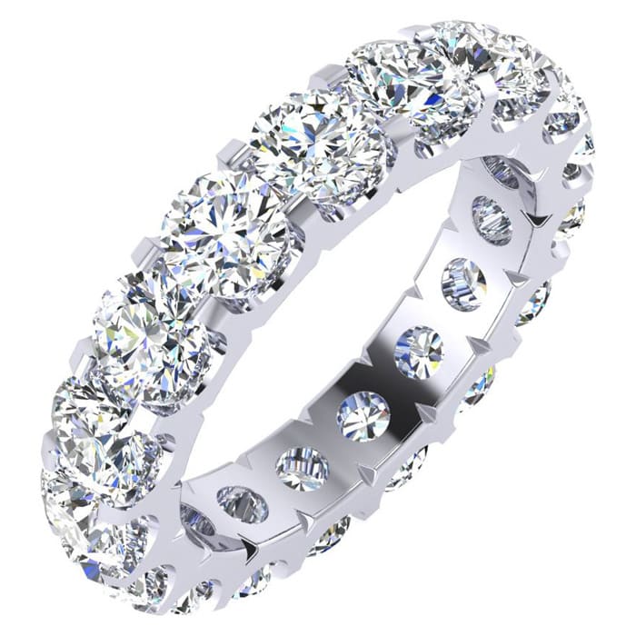 4 Carat Round Lab Grown Diamond Eternity Ring In Platinum, Ring Size 6.5