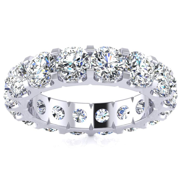 5 Carat Round Lab Grown Diamond Eternity Ring In 14 Karat White Gold, Ring Size 4.5