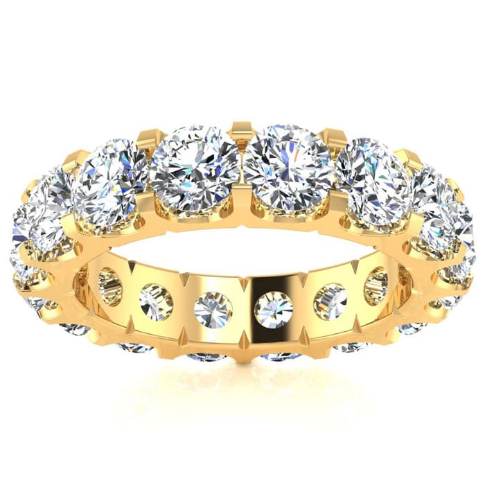5 Carat Round Lab Grown Diamond Eternity Ring In 14 Karat Yellow Gold, Ring Size 5.5