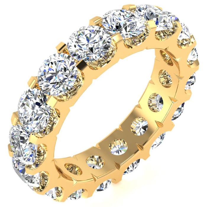 5 Carat Round Lab Grown Diamond Eternity Ring In 14 Karat Yellow Gold, Ring Size 9