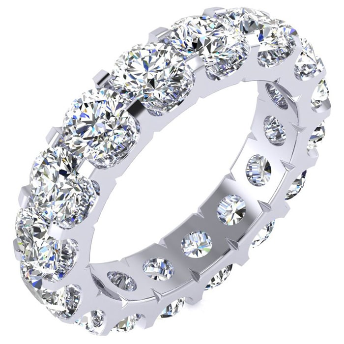 5 Carat Round Lab Grown Diamond Eternity Ring In Platinum, Ring Size 4