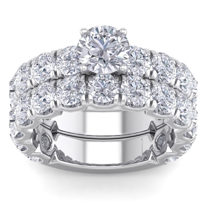 6 1/2 Carat Round Shape Diamond Bridal Set In 14 Karat White Gold