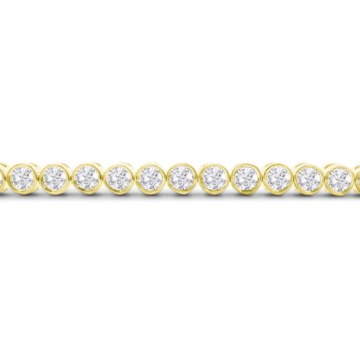 3 Carat Bezel Moissanite Bracelet In 14K Yellow Gold, 7 Inches