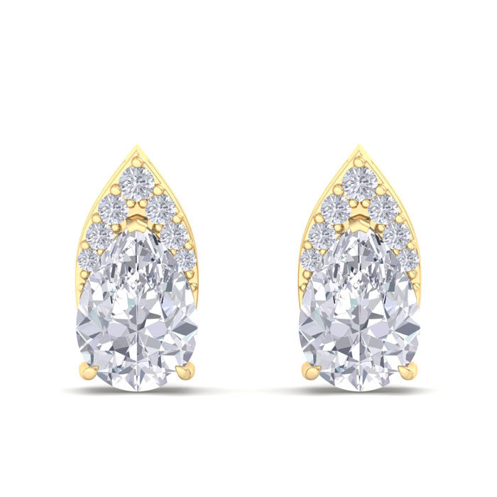 1 3/4 Carat Pear Shape Diamond Earrings In 14 Karat Yellow Gold