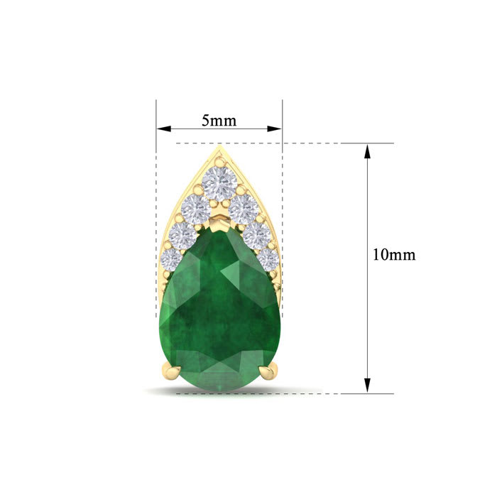 1 3/4 Carat Pear Shape Emerald and Diamond Earrings In 14 Karat Yellow Gold