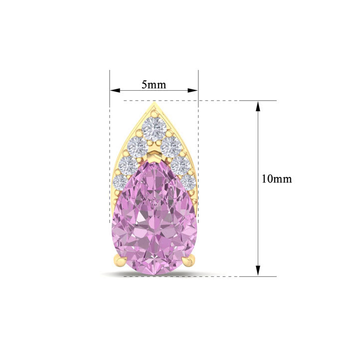 1 3/4 Carat Pear Shape Pink Topaz and Diamond Earrings In 14 Karat Yellow Gold